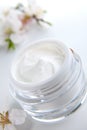 Face cream and almond flowers Royalty Free Stock Photo
