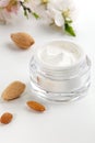 Face cream and almond flowers Royalty Free Stock Photo
