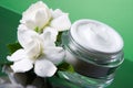 Face cream and gardenias Royalty Free Stock Photo