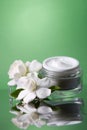 Face cream and gardenias Royalty Free Stock Photo