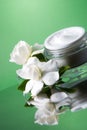 Face cream and gardenias Royalty Free Stock Photo