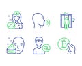 Face cream, Human sing and Nurse icons set. Search people, Elevator and Bitcoin pay signs. Vector