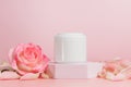 Face cream mockup unbranded bottle, facial cream with rose