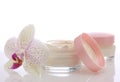Face cream and orchid Royalty Free Stock Photo