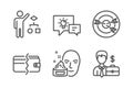 Face cream, Payment methods and Algorithm icons set. Idea lamp, Targeting and Businessman case signs. Vector