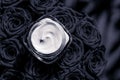 Face cream skin moisturizer and black roses flowers, luxury skincare cosmetic product on floral background as beauty brand holiday Royalty Free Stock Photo