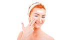 Face cream woman applying skin cream under eyes. Beauty eye