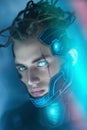 Face of cyborg with scar Royalty Free Stock Photo