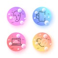 Face declined, Medical pills and Graph laptop minimal line icons. For web application, printing. Vector