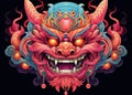 Demon design illustration monster mythology head symbol mask art face asian culture ethnic
