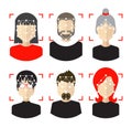 Face Detection, Digital Recognition, Facial Points, Identify Symbols Royalty Free Stock Photo