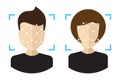 Face Detection, Digital Recognition, Facial Points, Identify Symbols Royalty Free Stock Photo