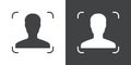 face detection icon Flat set in black and white color