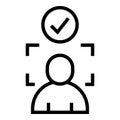 Face detection icon outline vector. Biometric detect