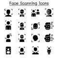 Face Detection, Recognition and Scanning icon set