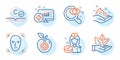 Organic product, Medical food and Medical analytics icons set. Vector