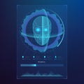 Face digital recognition, id faces biometric scanning to safe access abstract vector futuristic background