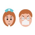 Face of doctor and nurse, Doctor wear a medical face mask vector illustration