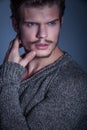 Face of a dramatic beauty male model looking away Royalty Free Stock Photo