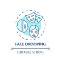 Face drooping turquoise concept icon