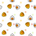 Face duck cartoon so cute. On flower white background. Pattern seamless vector illustration Royalty Free Stock Photo