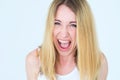 Face enraged infuriated woman screaming emotion Royalty Free Stock Photo