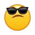 Face with an expression of displeasure with sunglasses Large size of yellow emoji smile