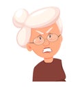 Face expression of grandmother, angry