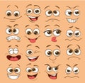 Face expression set. vector illustration emoticon cartoon Royalty Free Stock Photo