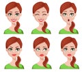 Face expressions of cleaner woman