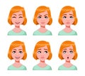 Face expressions of cute redhead woman Royalty Free Stock Photo