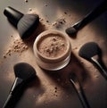 Face foundation loose powder on dark background