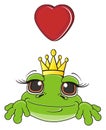 Face of frog girl with heart