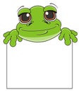 Face of frog stick out from blank plate