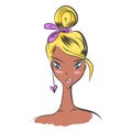 Face glamorous girl cartoon