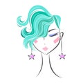 Face glamorous girl cartoon