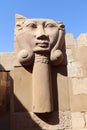 face statue of godess Hathor, temple of Satet Royalty Free Stock Photo