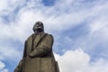 Face of granite statue of leader of world proletariat Vladimir Lenin