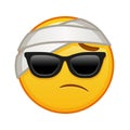 Face with head-bandage with sunglasses Large size of yellow emoji smile