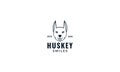 Face head of dog Siberian Husky or wolf line logo design