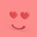 Face with heart eyes. 3d render illustration