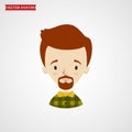 Face of hipster man. Vector avatar.