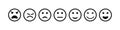 Face icon. Smile and sad emoji. Happy and bad smiley for feedback. Outline emoticon of sentiment, satisfaction. Survey for