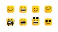 Face icons Emoji, happy smile emotions set. User experience happy. eyes emoticons.Vector Isolated flat illustration Royalty Free Stock Photo