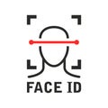 Face id icon - recognition identification scan system, face scanning