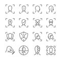 Face ID line icon set. Included the icons as face, recognition, facial, unlock, detect, scan and more.