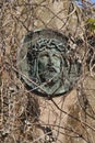 Face of Jesus Christ crown of thorns fragment of ancient statu