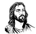 Face of Jesus abstract sketch hand drawn in doodle style Vector illustration Cartoon