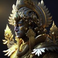 The face of Khon Kaen (Kon Kaen) is a traditional Thai costume made of gold. generative AI