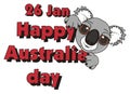 Face of koala with words 26 january happy Australian day Royalty Free Stock Photo